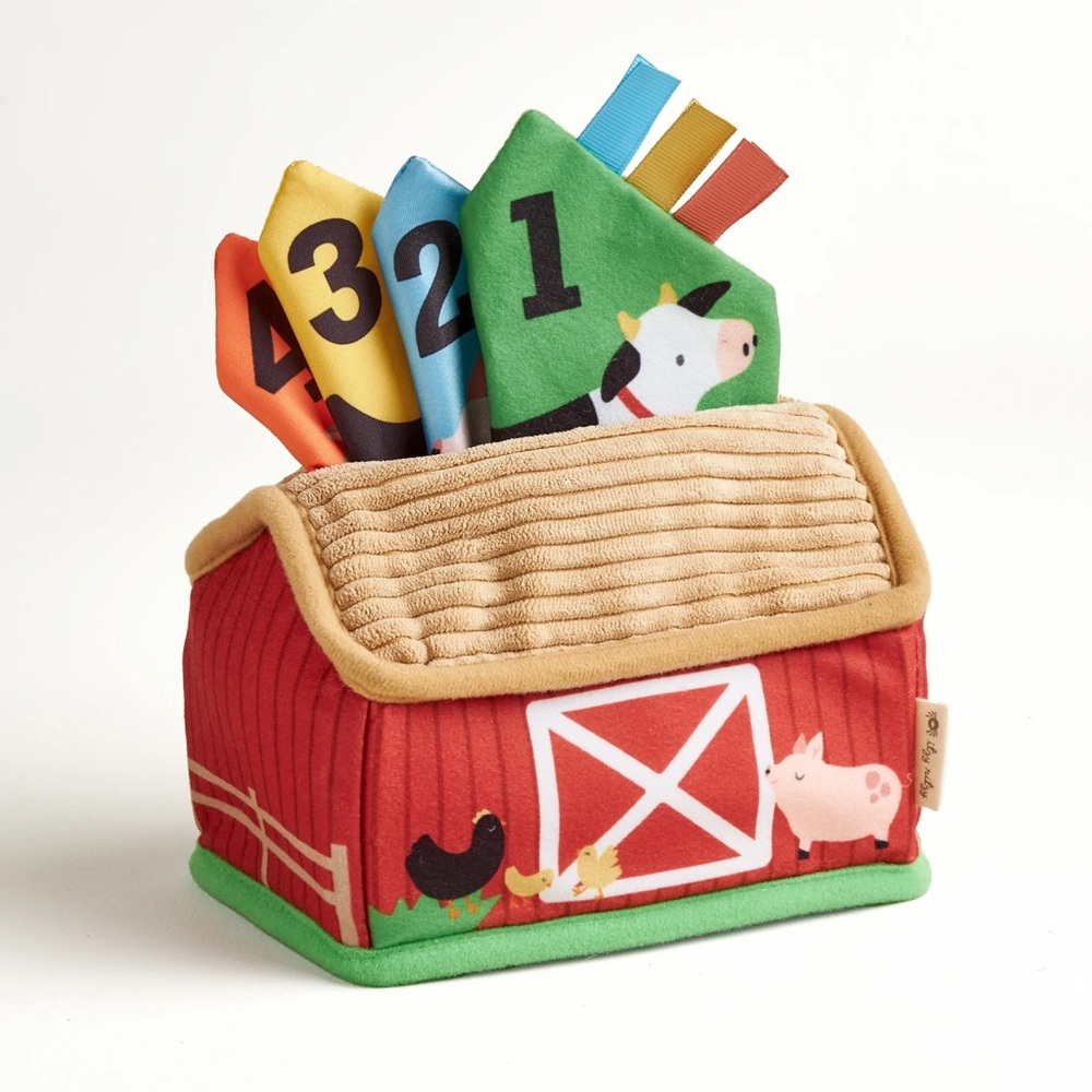 Itzy Ritzy Red Barn Counting Pocket Plush with Multicolor Number Flaps
